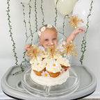 30 PCS Foil Firework Cupcake Toppers Happy Birthday Cake Toppers Star Sparkle Tinsel Flower Drink Stirrers Cocktail Fruit Toothpicks for Valentine's Day Baby Shower Birthday Party Supplies Gold