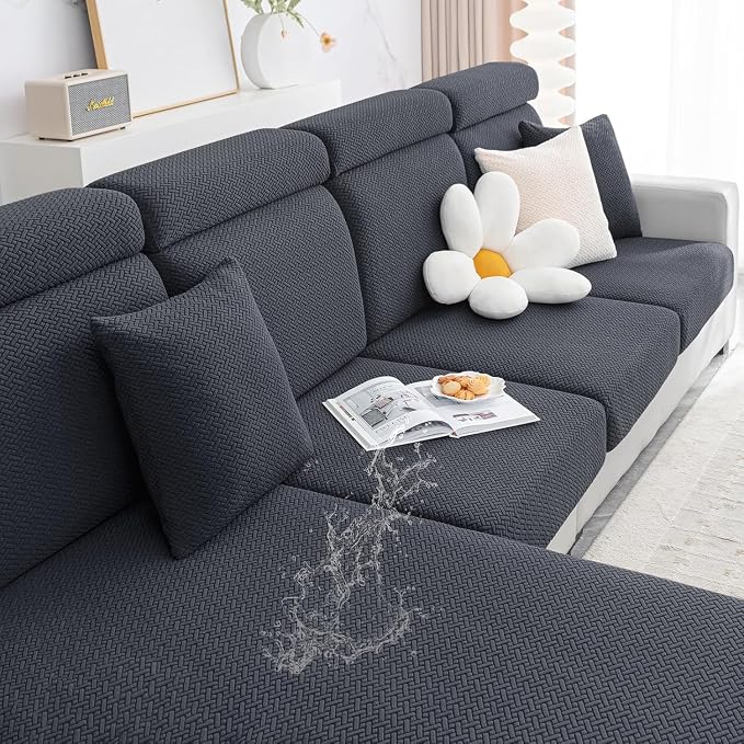 Smiry Waterproof Couch Cushion Covers, Stretch Jacquard Sectional Couch Covers by Smiry