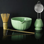 7 Pieces Matcha Whisk Set - Ceramic Matcha Kit with Bowl, Whisk, Holder, Bamboo Scoop, Rest, Sifter, and Tea Towel – Elegant Matcha Gift Set for Women