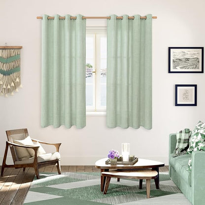 YoungsTex Sage Green Curtains 63 Inch Length 2 Panels - Image 2