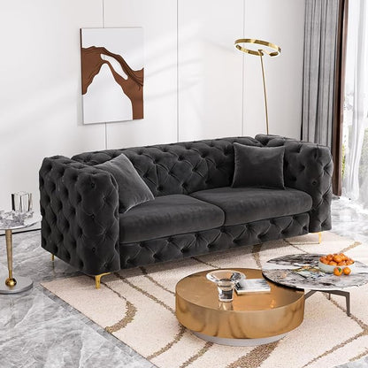 DAMAIFROM 75" Sofa Couch Mid Century Modern Velvet Couch Tufted Button Sofa by DAMAIFROMFURNITURE