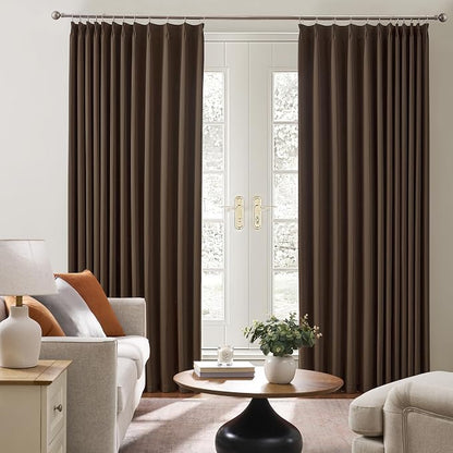 Chocolate Brown Espresso Pinch Pleated Blackout Curtains 102 Inches Long - Image 4