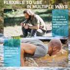 Personal Water Filter Straw, Reusable Stainless Steel Water Filter Drinking Straw Portable Outdoor Emergency Survival Gear for Hiking, Camping, Travel, Hunting & Fishing (Small)