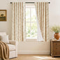 Blackout Vintage Floral Linen Curtains Taupe on Beige 50×63 2 Panels | Elisa by Lazzzy