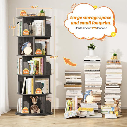 Aheaplus Rotating Bookshelf, 360 Display Wood Spinning Bookshelf Tower - Image 3
