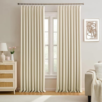 Pleated Blackout Curtains 95 inch Length by KEQIAOSUOCAI