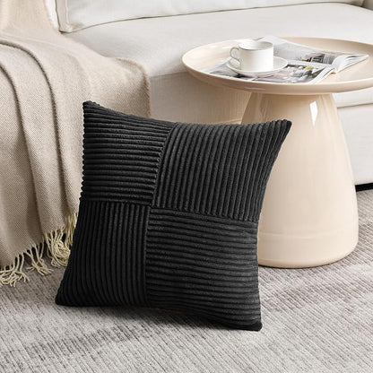 Fancy Homi 2 Packs Black Samll Decorative Throw Pillow Covers 14x14 Inch - Image 2