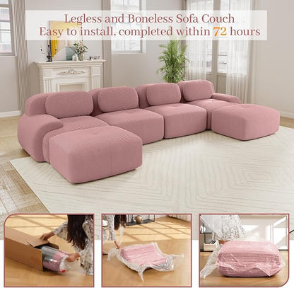 Boneless Sectional Couch, No Assembly Required, 152.7” U Shaped Modular Cloud - Image 9