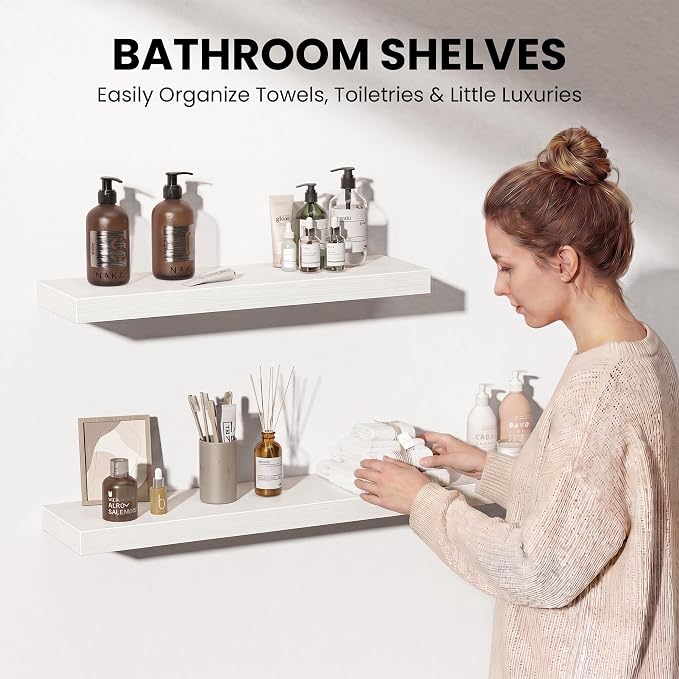 Fun Memories 16 Inch Floating Shelves Wall-Mounted, Engineered Wood Wall Shelves - Image 5