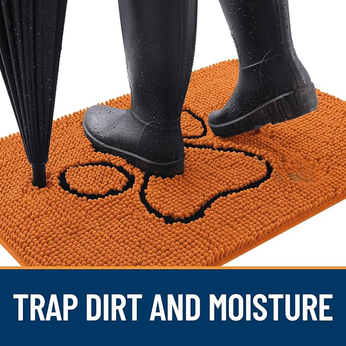 OLANLY Dog Door Mat for Muddy Paws 30x20, Paw Print Design Chenille Mud Mat | - Image 2