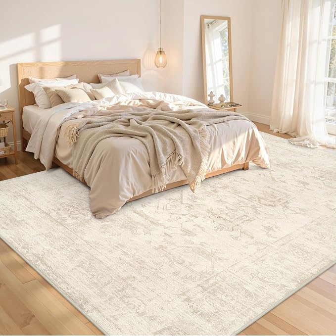 10x12 Area Rugs Living Room: Bedroom Washable Carpet Beige/Brown | Large - Image 2