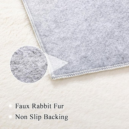 SHACOS Silky Soft Faux Rabbit Fur Area Rug 3'x5' Non Slip Washable Padded Throw - Image 2