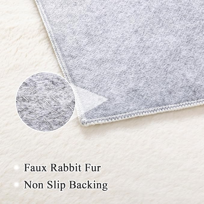 SHACOS 5x7 Ultra Soft Faux Rabbit Fur Area Rug, Non Slip Machine Washable - Image 2