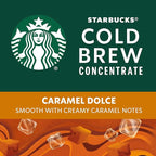 Starbucks Cold Brew Coffee Concentrate, Caramel Dolce, 100% Arabica, Multi-Serve Bottle (32 Fl Oz)