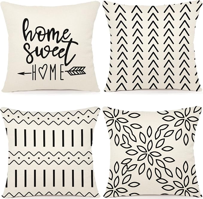 YCOLL Pillow Covers 18x18 Set of 4, Modern Sofa Throw Pillow Cover, Decorative by PillowCoversExpert