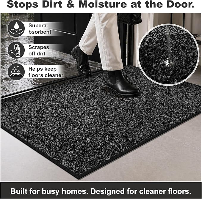 Super Absorbent Front Door Mat, 29.5" x 17", Non-Slip Washable Indoor Doormats - Image 4