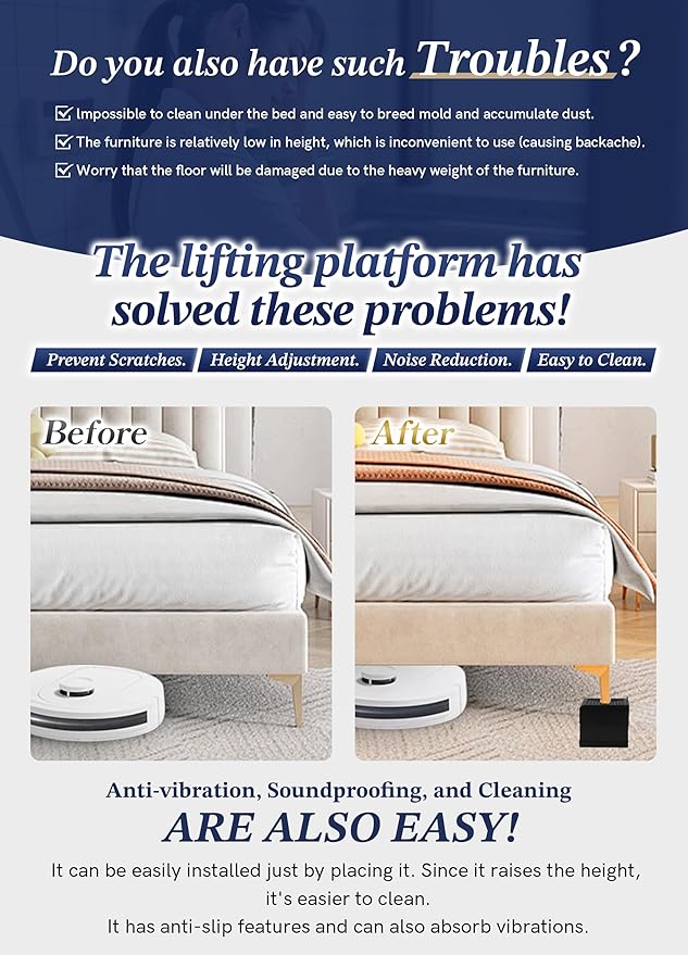 EclatBain Bed Risers Furniture Risers Heavy-Duty Rectangular Adjustable Block - Image 3