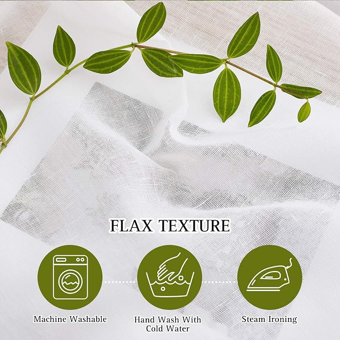 NICETOWN White Cafe Curtains Semi Sheer, Grommet Linen Blend Causal & Rustic - Image 4