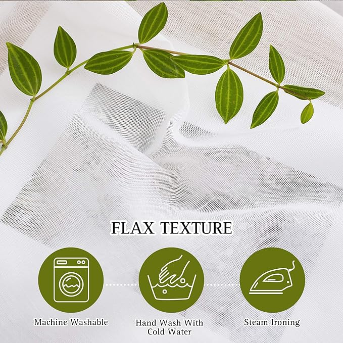 NICETOWN White Linen Kitchen Curtains 54 inches Long, Grommet Short Curtains & - Image 4