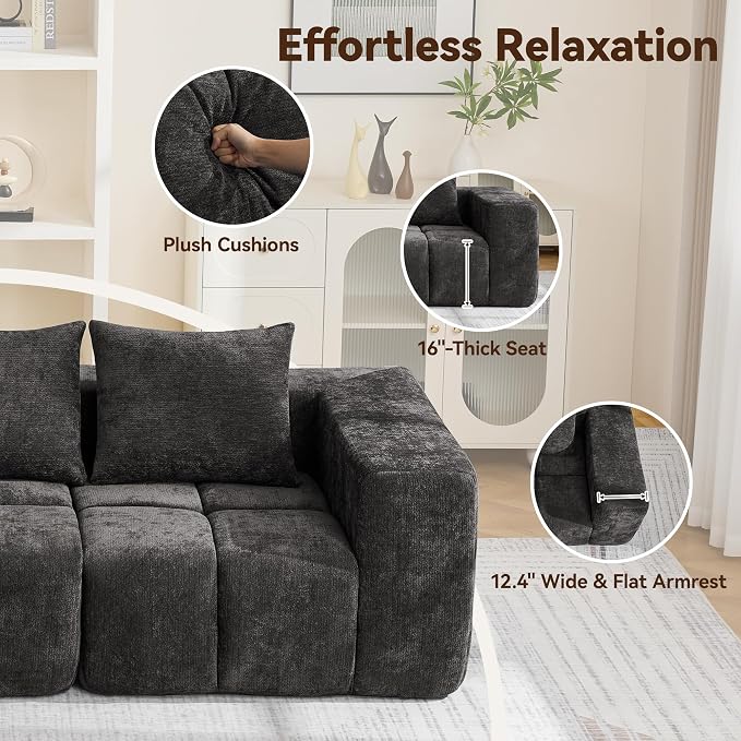 119" Oversized 3 Seater Boneless Couch, Comfy Cloud Modular Sectional Sofa - Image 5