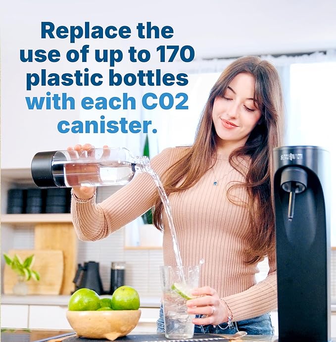 Soda Sense 60L CO2 Exchange Canister - 4 Pack, Threaded Style - Compatible with All 'Screw-In' Soda/Sparkling Water Makers, Including SodaStream BLUE Cylinder Models, Ninja Thirsti, Philips & More