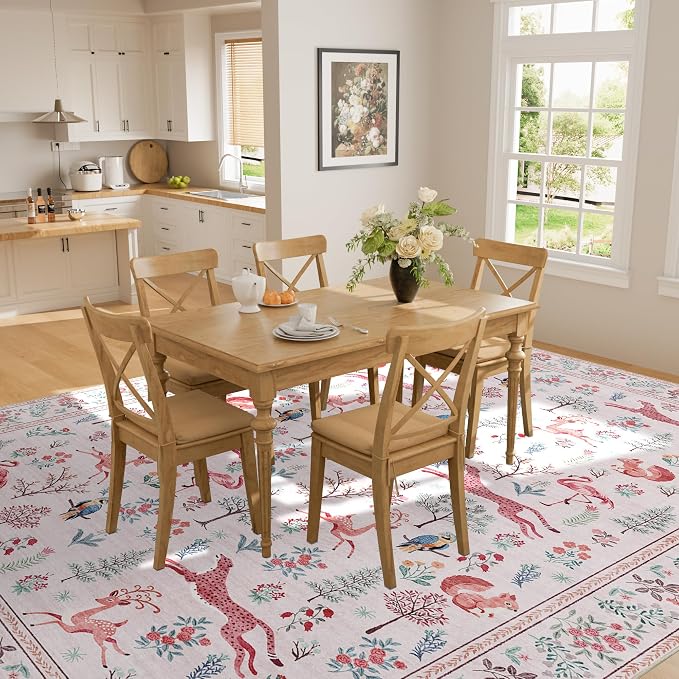 DUKINO 5x7 Area Rugs, Washable Animal Rug - Image 6