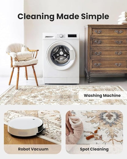 AMADA HOMEFURNISHING 2'6"x8' Washable Area Rug, Low-Profile Entryway Rug - Image 7