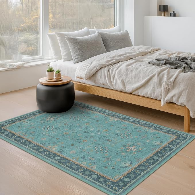 Washable Teal Rugs for Entryway Indoor - Image 3