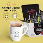 Mondo Single Serve Coffee Bags (20 Cups) Variety Pack - Organic, Medium Roast - Disposable, Portable Coffee Filters for Camping and Travel, Sampler Box of 5 Ground Coffee Flavors