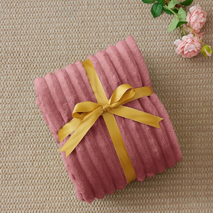 BEDELITE Ribbed Twin Blanket for Couch & Bed, Brick Dust, Warm Yet Lightweight - Image 6