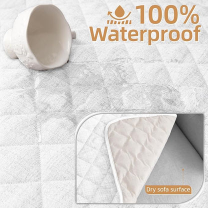 Dog Couch Cover for Sofa 100% Waterproof Faux Linen Sofa Covers for 3 Cushion - Image 3