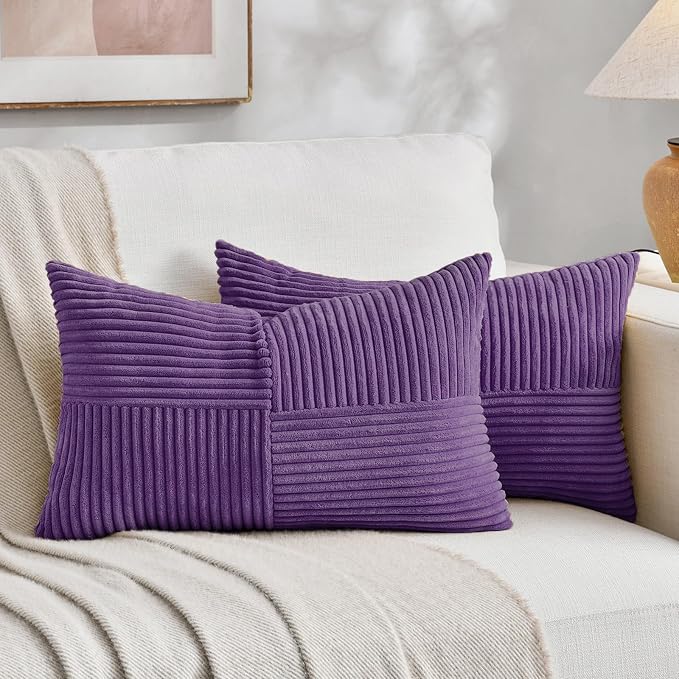 Fancy Homi 2 Packs Purple Lumbar Decorative Throw Pillow Covers 16x26 Inch by Fancy+Homi