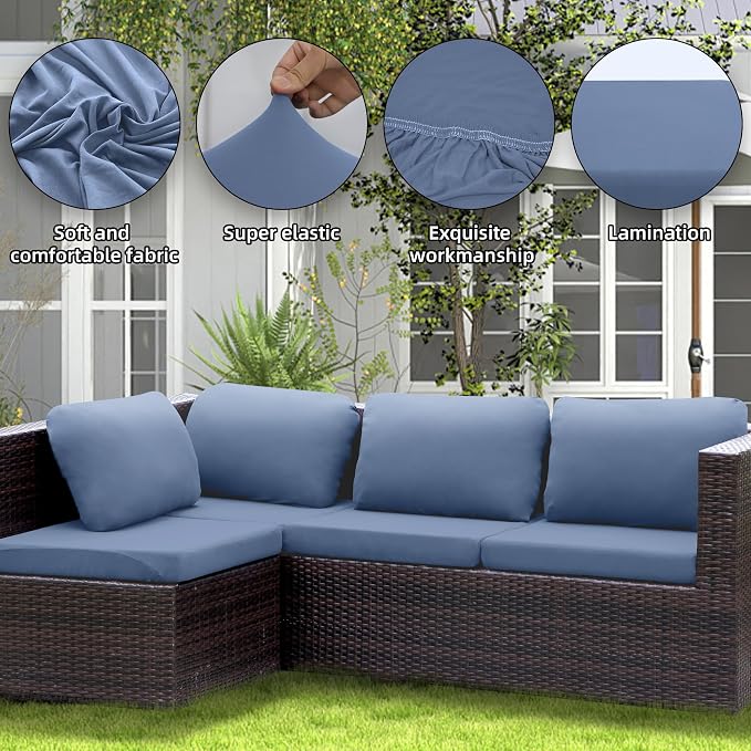 8PCS Patio Cushion Covers.Patio Furniture Couch SeatSlipcovers | Washable - Image 3