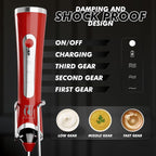 Rechargeable Handheld Milk Frother - Electric Foam Maker - Portable Coffee Frother Wand with 2 Heads - Stainless Steel Electric Whisk for Coffee, Latte, Cappuccino, Macchiato, Hot Chocolate (Red)