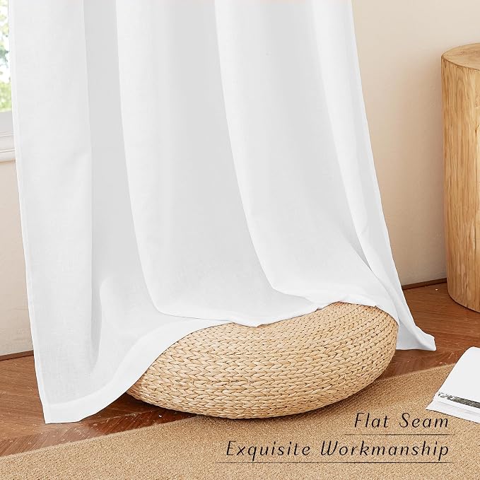 NICETOWN Linen White Curtains 96 inches Long, Grommet Thick Linen Blend Privacy - Image 7