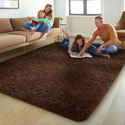 Ophanie 8x10 Brown Area Rugs for Living Room, Large Shag Bedroom Carpet - Image 5