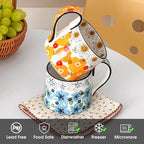 Ceramic Coffee Mug, 12oz Cute Floral Coffee Mugs with Large Handle, Blue Flower Design Stoneware Tea Cup for Office and Home