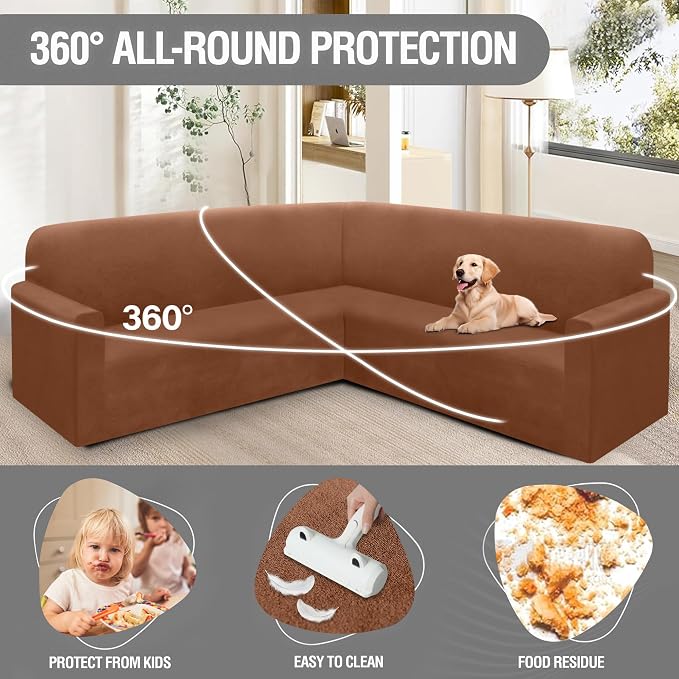 HDCAXKJ Corner Sectional Couch Covers Velvet Stretch L Shape Sofa Cover Soft - Image 5