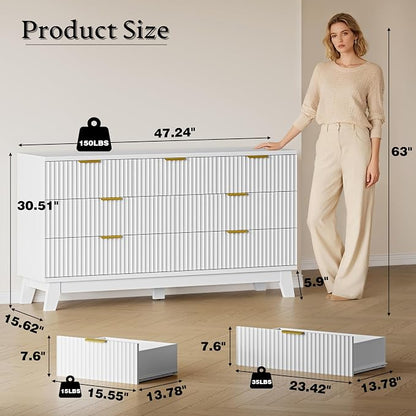 BORNOON Fluted 7 Drawer Dresser, 47.2" Wide Modern Boho Chest of Drawers - Image 2