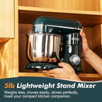 Kitchen in the Box Stand Mixer, 3.5 QT Small Electric Kitchen Mixer, 10-Speed Portable Lightweight Food Mixer with Stainless Steel Bowl, Egg Whisk, Dough Hook, Beater (Dark Green)