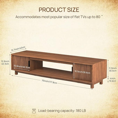 Alpen Fluted TV Stands for Living Room, Wood Television Media Cabinet for - Image 2