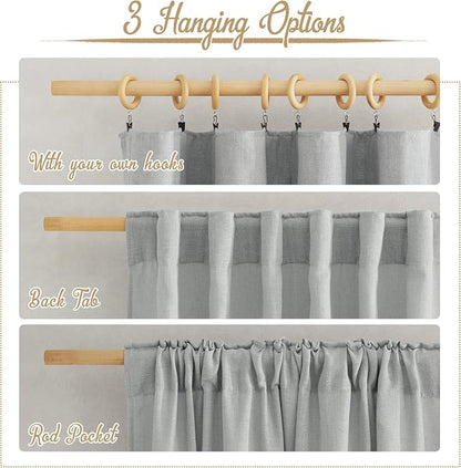 NICETOWN Linen Light Gray Curtains - Image 2
