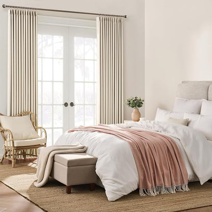 Cream Beige Blackout Pinch Pleated Curtains 95 Inches Long, Privacy Window - Image 4