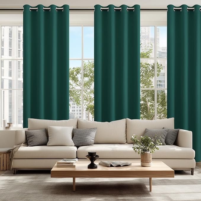 Blackout Curtains for Bedroom, Hunter Green, 52 x 96 Inch, 2 Panels | Thermal - Image 6