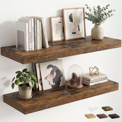 12 inch Deep Floating Shelves for Wall, 36 inch Wide Engineered Wood Wall by Venusmiles