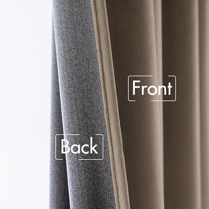 MIULEE Velvet Curtains 52x108 inches 2 Panels Light Taupe Blackout Curtains | - Image 6