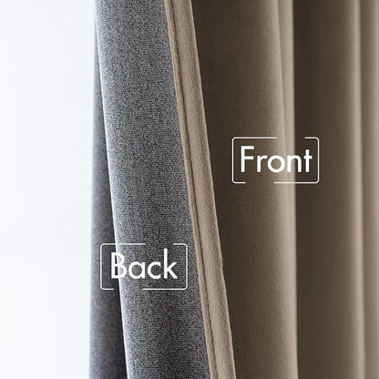 MIULEE Velvet Curtains 52x96 inches 2 Panels Light Taupe Blackout Curtains | - Image 6