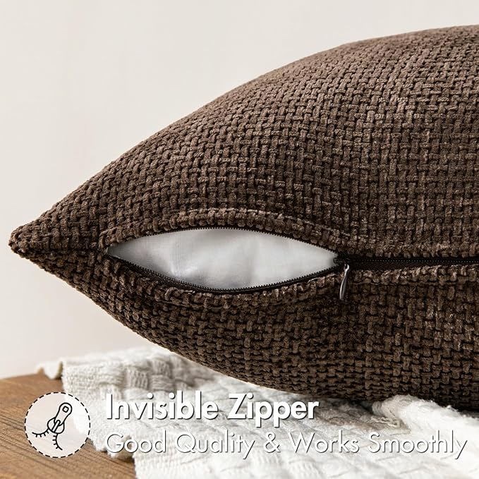 MIULEE Decorative Dark Brown Euro Sham Pillow Covers 24x24 Inch 2 Pack | Modern - Image 4