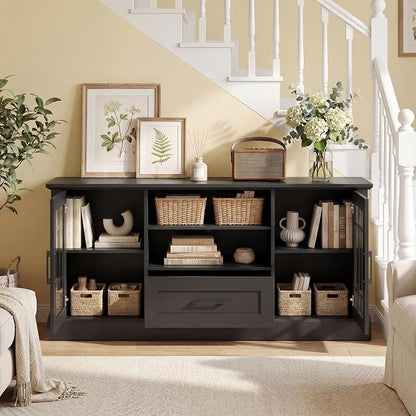 Giantex Farmhouse TV Stand for 65/70 Inch TV, Tall Entertainment Center - Image 4