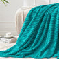 BEDELITE Ribbed Jacquard Ocean Blue Fleece Twin Blanket by BEDELITE